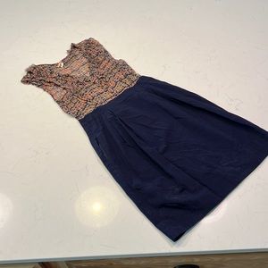 Anthropologie dress WITH POCKETS Navy blue bottom